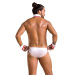 Комплект еротичної чоловічої білизни Passion 037 GREGORY XXL/XXXL White, труси, комірець, манжети - Зображення 4