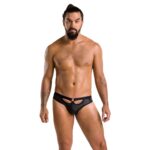 Чоловічі сліпи з вирізами Passion 041 SLIP JOE S/M, Black екошкіра, відкриті сідниці - Зображення 3