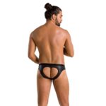 Чоловічі сліпи з вирізами Passion 041 SLIP JOE XXL/XXXL Black, екошкіра, відкриті сідниці - Зображення 4