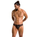 Чоловічі сліпи на блискавці Passion 042 SLIP TIMMY S/M Black, екошкіра, сітка - Зображення 3