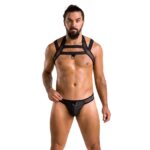 Комплект чоловічої білизни з кріпленнями Passion 043 JACOB S/M Black, труси, шлейки - Зображення 3