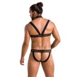 Комплект чоловічої білизни з кріпленнями Passion 043 JACOB S/M Black, труси, шлейки - Зображення 4