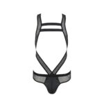 Чоловіче еротичне сітчасте боді Passion 045 VICTOR S/M Black, екошкіра, сітка - Зображення 5
