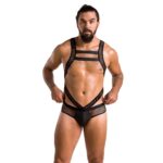 Чоловіче еротичне сітчасте боді Passion 045 VICTOR S/M Black, екошкіра, сітка - Зображення 3