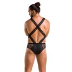 Чоловіче еротичне сітчасте боді Passion 045 VICTOR S/M Black, екошкіра, сітка - Зображення 4