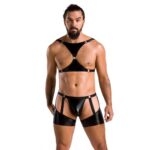 Комплект еротичної чоловічої білизни Passion 047 SET JOHN S/M Black, труси, портупея - Зображення 3