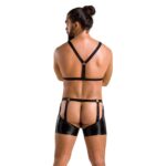 Комплект еротичної чоловічої білизни Passion 047 SET JOHN S/M Black, труси, портупея - Зображення 4