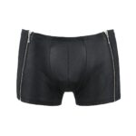 Чоловічі шкіряні боксери з блискавками Passion 049 SHORT MATT XXL/XXXL Black - Зображення 5