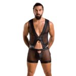 Комплект чоловічої білизни на шнурівці Passion 053 SET WILLIAM S/M Black, жилет, боксери - Зображення 3