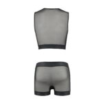 Комплект чоловічої білизни на шнурівці Passion 053 SET WILLIAM S/M Black, жилет, боксери - Зображення 6