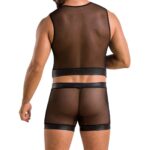 Комплект чоловічої білизни на шнурівці Passion 053 SET WILLIAM S/M Black, жилет, боксери - Зображення 2