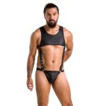 Чоловіче шкіряне боді Passion 056 ADAM S/M Black, заклепки - Зображення 3