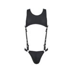 Чоловіче шкіряне боді Passion 056 ADAM S/M Black, заклепки - Зображення 5