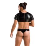 Комплект чоловічої білизни під латекс Passion 057 SET PETER S/M Black, кроп-топ, стринги - Зображення 4