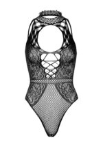 Leg Avenue Net and lace halter bodysuit OS Black - Зображення 11
