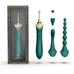 Мультифункціональний вібратор Zalo — Bess 2 Turquoise Green, 4 насадки, підігрів - Зображення 2