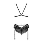 Комплект з відкритим доступом Passion DELIENA SET S/M black, ліф, стрінги, пояс для панчіх - Зображення 5