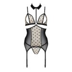 Корсет з відкритими грудьми Passion DOMINICA CORSET XXL/XXXL beige, пажі для панчіх, стрінги - Зображення 3