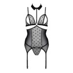 Корсет з відкритими грудьми Passion DOMINICA CORSET S/M black, пажі для панчіх, стрінги - Зображення 3