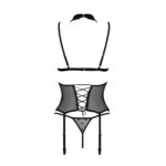 Корсет з відкритими грудьми Passion DOMINICA CORSET S/M black, пажі для панчіх, стрінги - Зображення 4
