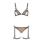 Еротичний комплект спідньої білизни Passion GABI SET XXL/XXXL beige, трусики з гартерами - Зображення 3