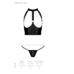 Комплект білизни з відкритими грудьми Passion GENEVIA SET WITH OPEN BRA L/XL black, корсет, стрінги - Зображення 5