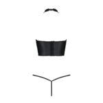 Комплект білизни з відкритими грудьми Passion GENEVIA SET WITH OPEN BRA XXL/XXXL black, корсет, стрі - Зображення 4