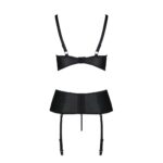 Корсет з відкритими грудьми Passion JANNIES CORSET XXL/XXXL black, стрінги в наборі - Зображення 4
