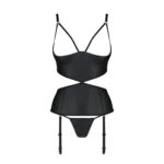 Корсет з відкритими грудьми Passion JANNIES CORSET XXL/XXXL black, стрінги в наборі - Зображення 3
