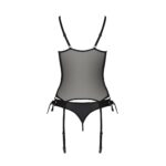 Корсет зі шнурівкою Passion NESSY CORSET S/M black, стрінги з відкритим доступом, пажі для панчіх - Зображення 4