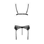 Комплект білизни Passion NESSY SET L/XL black, бюстгальтер, пояс для панчіх, стрінги - Зображення 4