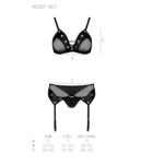 Комплект білизни Passion NESSY SET L/XL black, бюстгальтер, пояс для панчіх, стрінги - Зображення 5