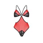 Напівпрозоре боді з мереживом Passion PEONIA BODY XXL/XXXL red - Зображення 3