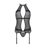 Корсет з пажами Passion SATARA CORSET XXL/XXXL black, стрінги, мереживо, застібки спереду та ззаду - Зображення 3