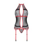 Корсет з пажами Passion SATARA CORSET S/M red, стрінги, мереживо, застібки спереду та ззаду - Зображення 3