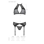 Комплект білизни Passion SATARA SET XXL/XXXL black, топ, пояс для панчіх, стрінги - Зображення 5