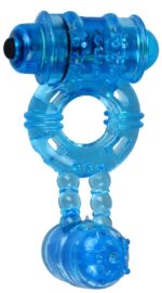 Ерекційне віброкільце Alive: Double Ding Ring Blue, два мотори - Зображення 3