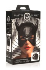 Маска з рогами Master Series: Dungeon Demon Bondage Mask with Horns, чорна - Зображення 8