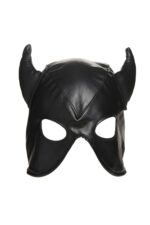 Маска з рогами Master Series: Dungeon Demon Bondage Mask with Horns, чорна - Зображення 2