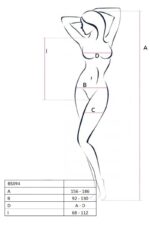 Бодістокінг з імітацією корсетної шнурівки Passion BS094 One Size, white, квітковий візерунок, з дос - Зображення 5