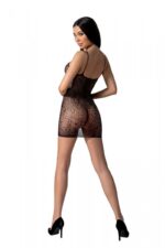 Ажурна мінісукня на тонких бретелях Passion BS096 One Size, black, плетіння на грудях - Зображення 2