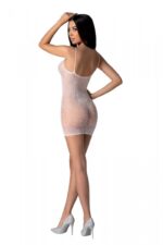 Ажурна мінісукня на тонких бретелях Passion BS096 One Size, white, плетіння на грудях - Зображення 2