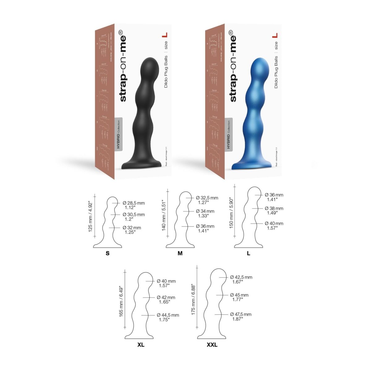 Насадка для страпона Strap-On-Me Dildo Plug Balls Black L - Зображення 4