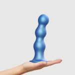 Насадка для страпона Strap-On-Me Dildo Plug Balls Blue Metallic XXL - Зображення 2