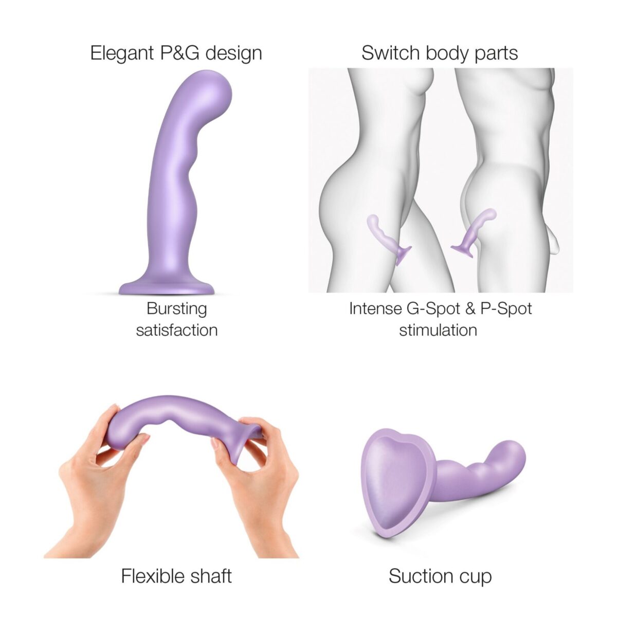 Насадка для страпона Strap-On-Me Dildo Plug P&G Lilas Metallic S - Зображення 3