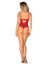 Боді з доступом Obsessive Ingridia crotchless teddy XL/2XL, червоне, відкриті груди - Зображення 7