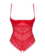 Боді з доступом Obsessive Ingridia crotchless teddy XL/2XL, червоне, відкриті груди - Зображення 3