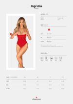 Боді з доступом Obsessive Ingridia crotchless teddy XL/2XL, червоне, відкриті груди - Зображення 5