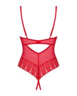 Боді з доступом Obsessive Ingridia crotchless teddy XL/2XL, червоне, відкриті груди - Зображення 4