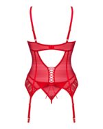 Комплект корсет та стрінги Obsessive Ingridia corset & thong M/L, червоний - Зображення 4